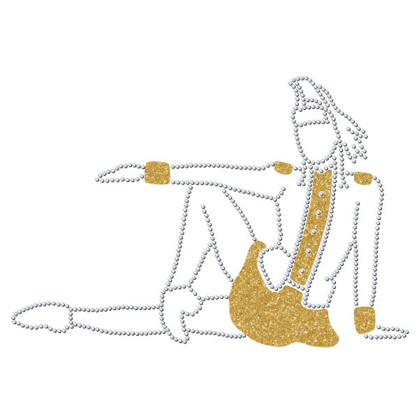 Preview: Strass-Motiv Mariechen Sitzpose gold