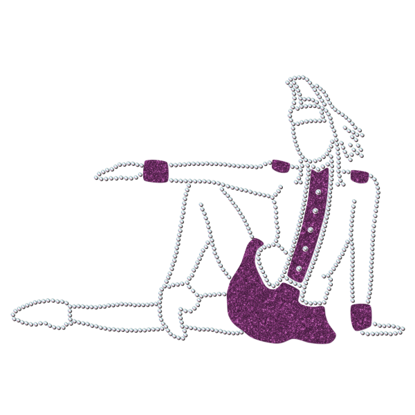 Strass-Motiv Mariechen Sitzpose lila