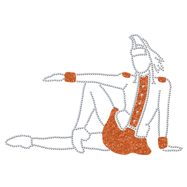 Strass-Motiv Mariechen Sitzpose orange