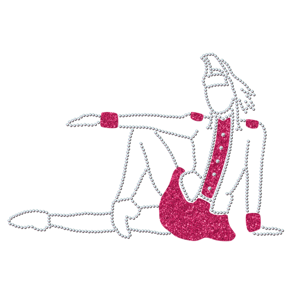Strass-Motiv Mariechen Sitzpose pink