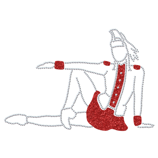 Strass-Motiv Mariechen Sitzpose rot