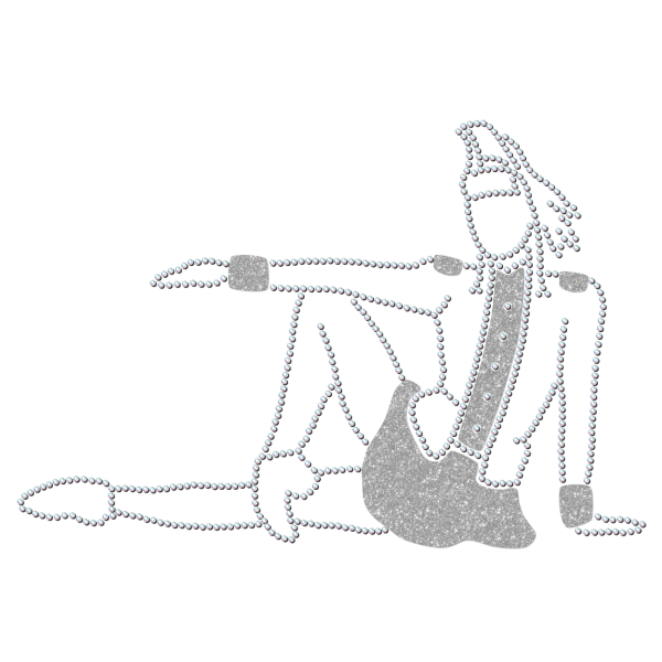 Strass-Motiv Mariechen Sitzpose silber