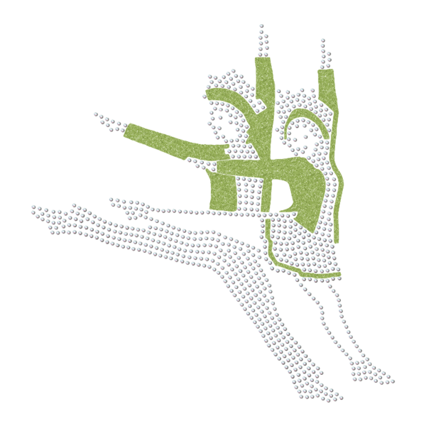 Preview: Strass-Motiv Tanzpaar Sprung grün