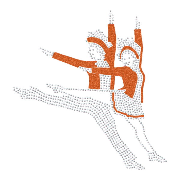 Strass-Motiv Tanzpaar Sprung orange