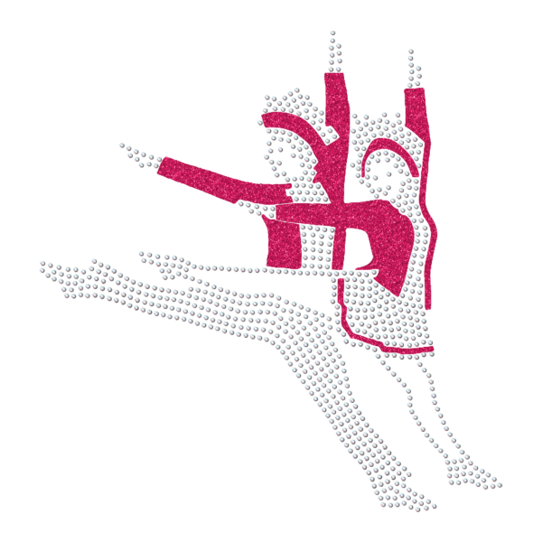 Strass-Motiv Tanzpaar Sprung pink