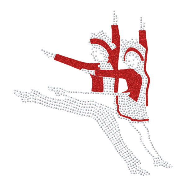 Strass-Motiv Tanzpaar Sprung rot