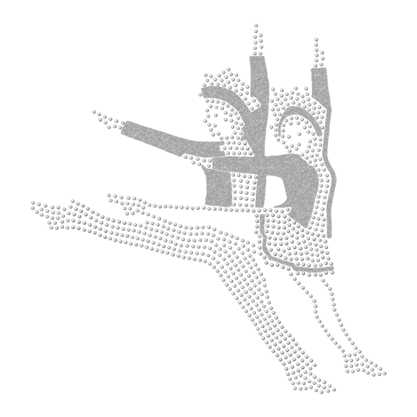 Strass-Motiv Tanzpaar Sprung silber