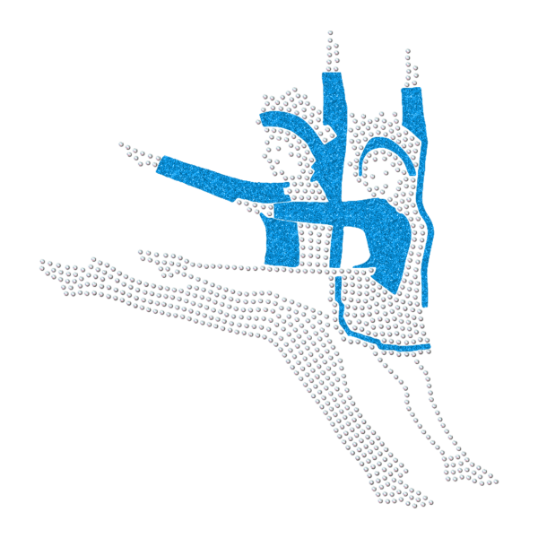 Strass-Motiv Tanzpaar Sprung türkis