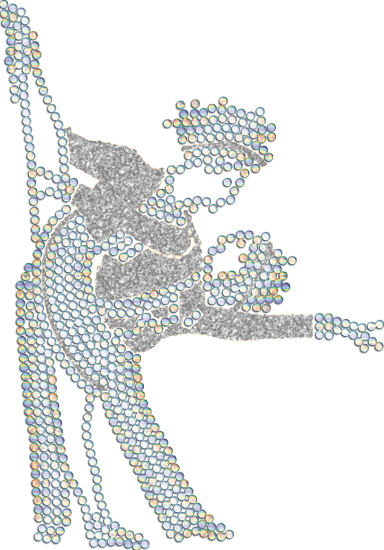 Strass-Motiv Tanzpaar Pose silber