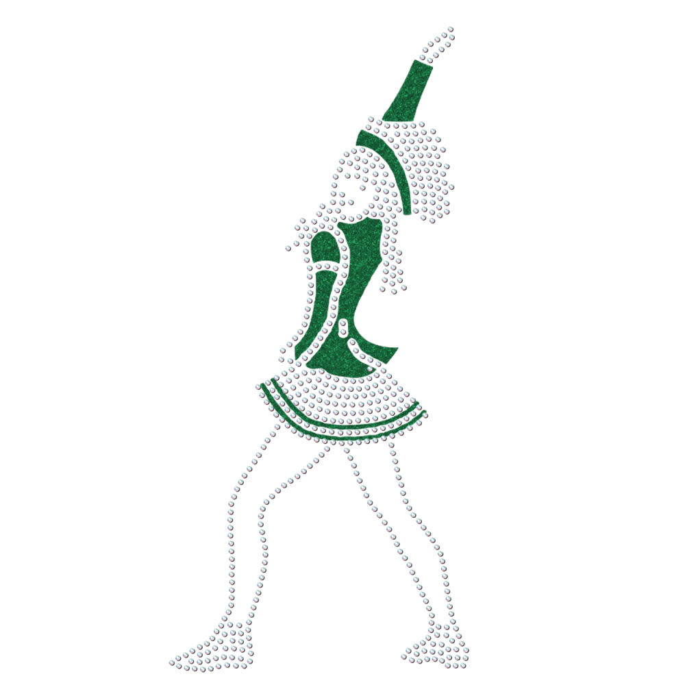 Strass Mariechen Grundstellung dunkelgrün