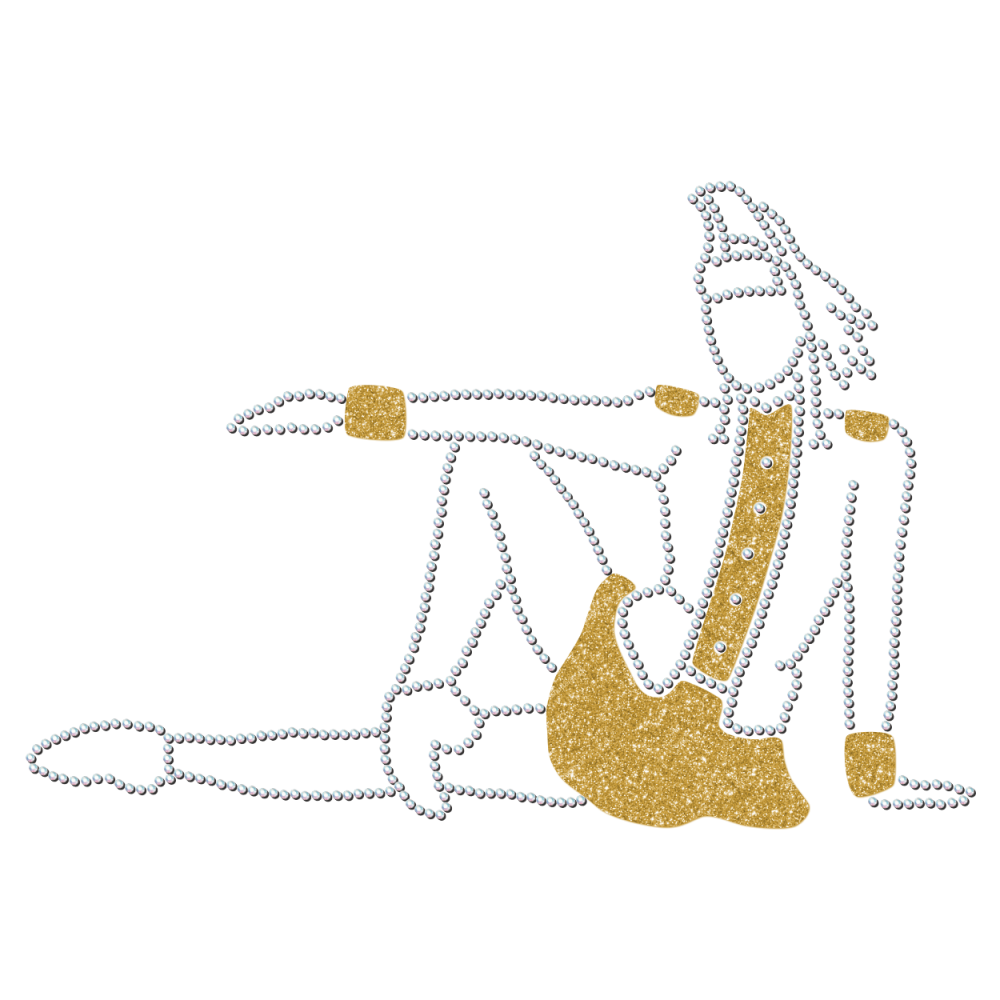 Strass-Motiv Mariechen Sitzpose gold