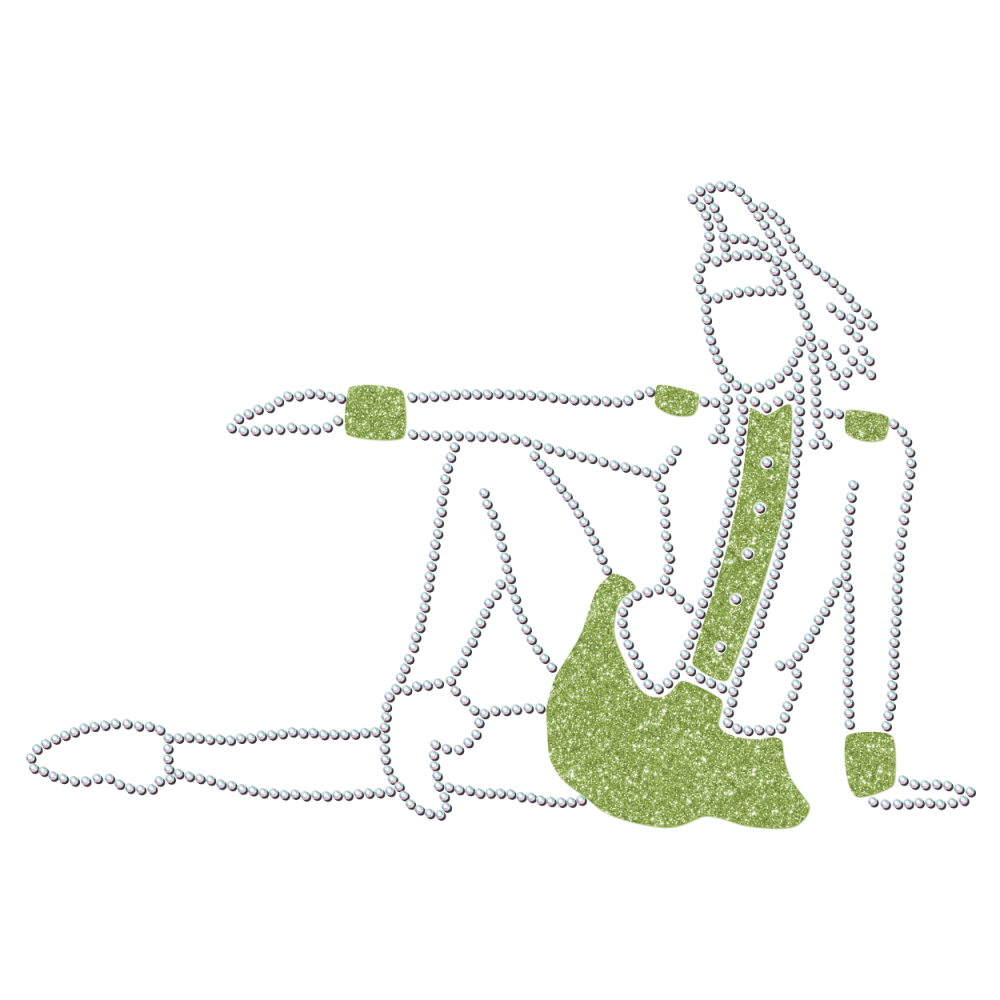 Strass-Motiv Mariechen Sitzpose hellgrün