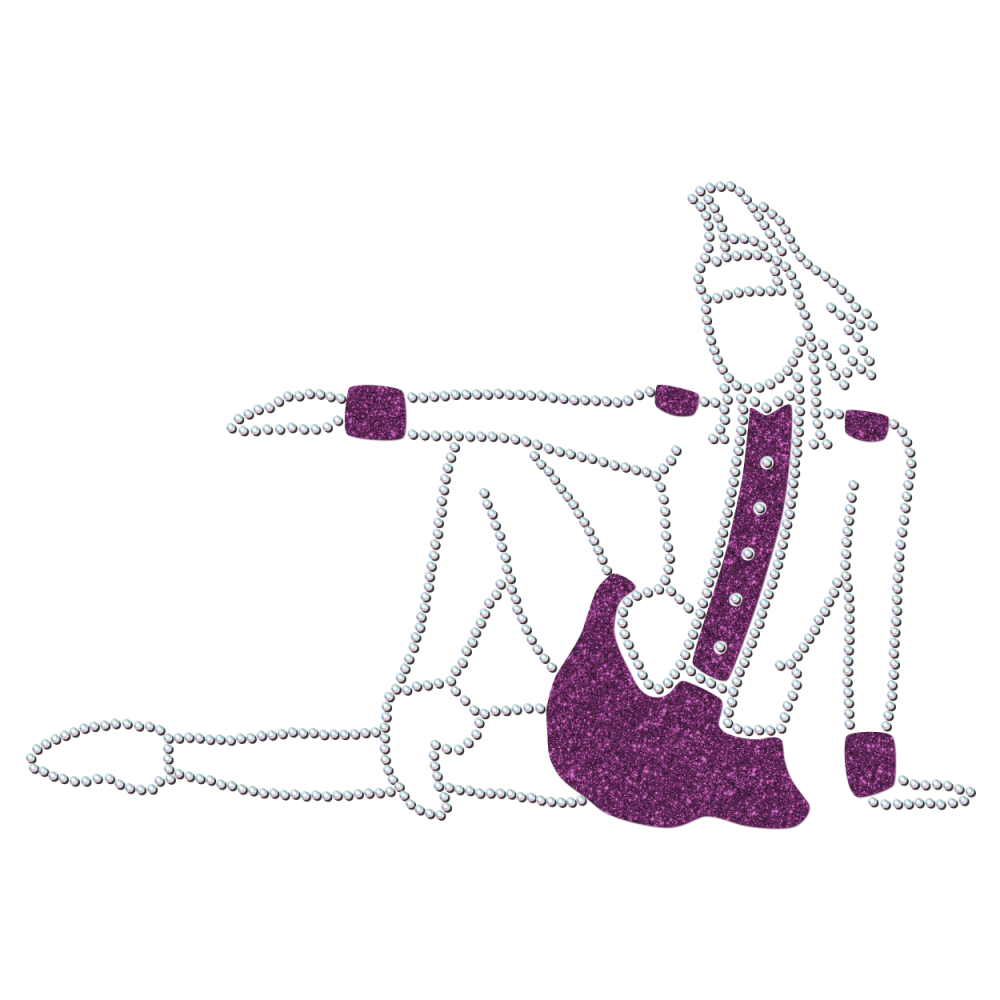 Strass-Motiv Mariechen Sitzpose lila