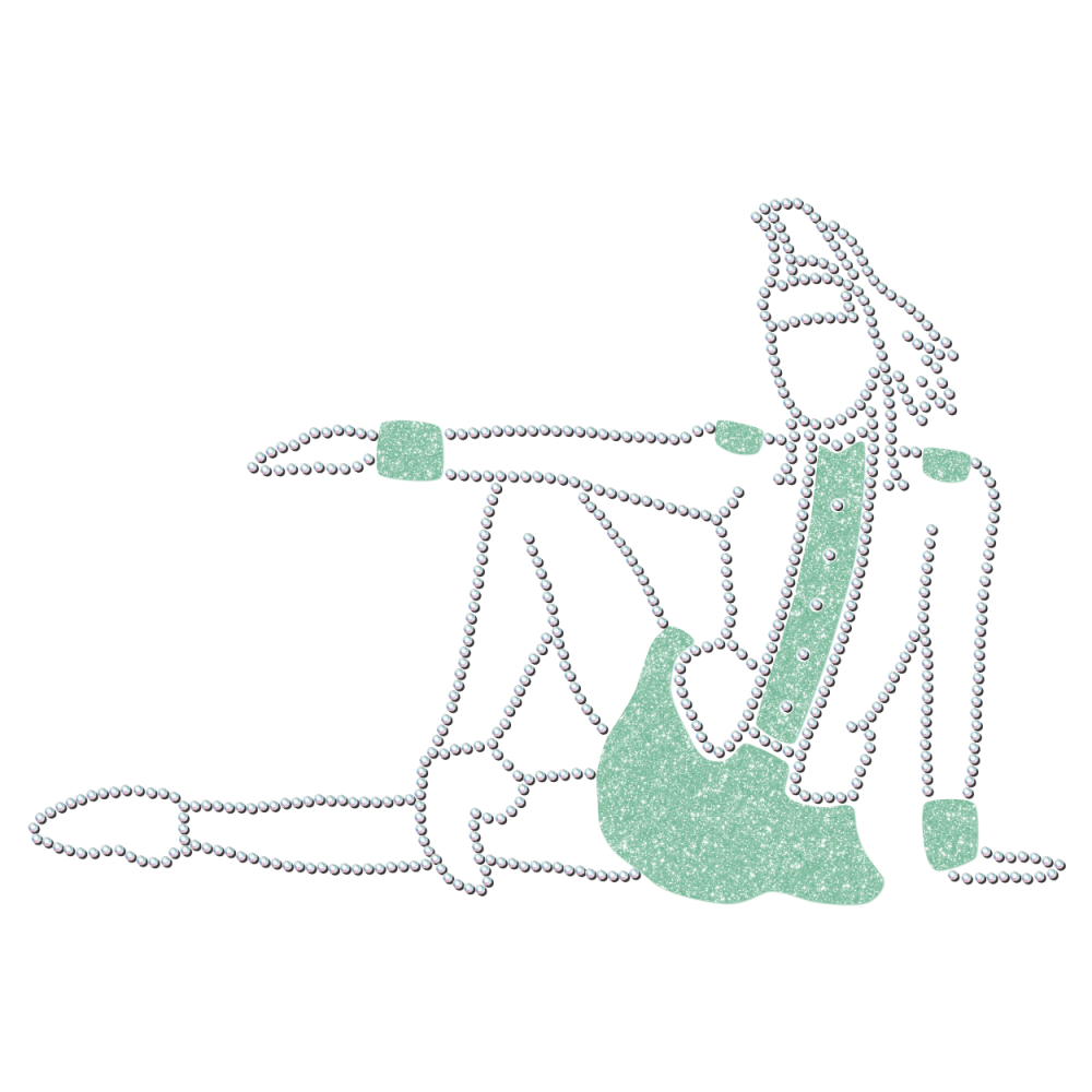 Strass-Motiv Mariechen Sitzpose mint