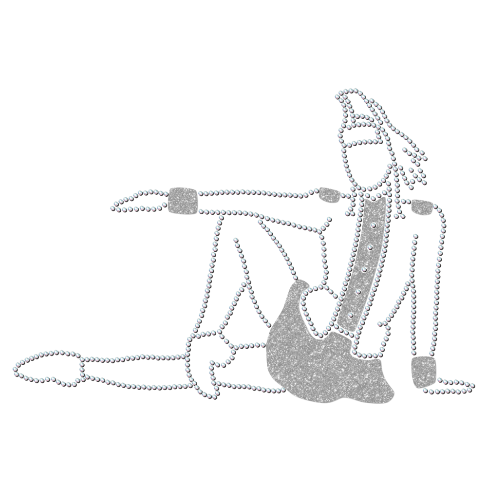 Strass-Motiv Mariechen Sitzpose silber