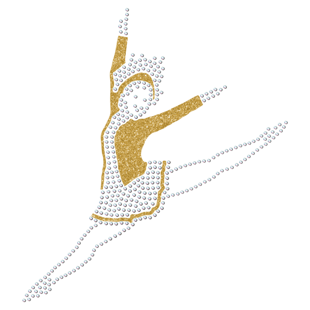 Strass-Motiv Mariechen Sprung gold