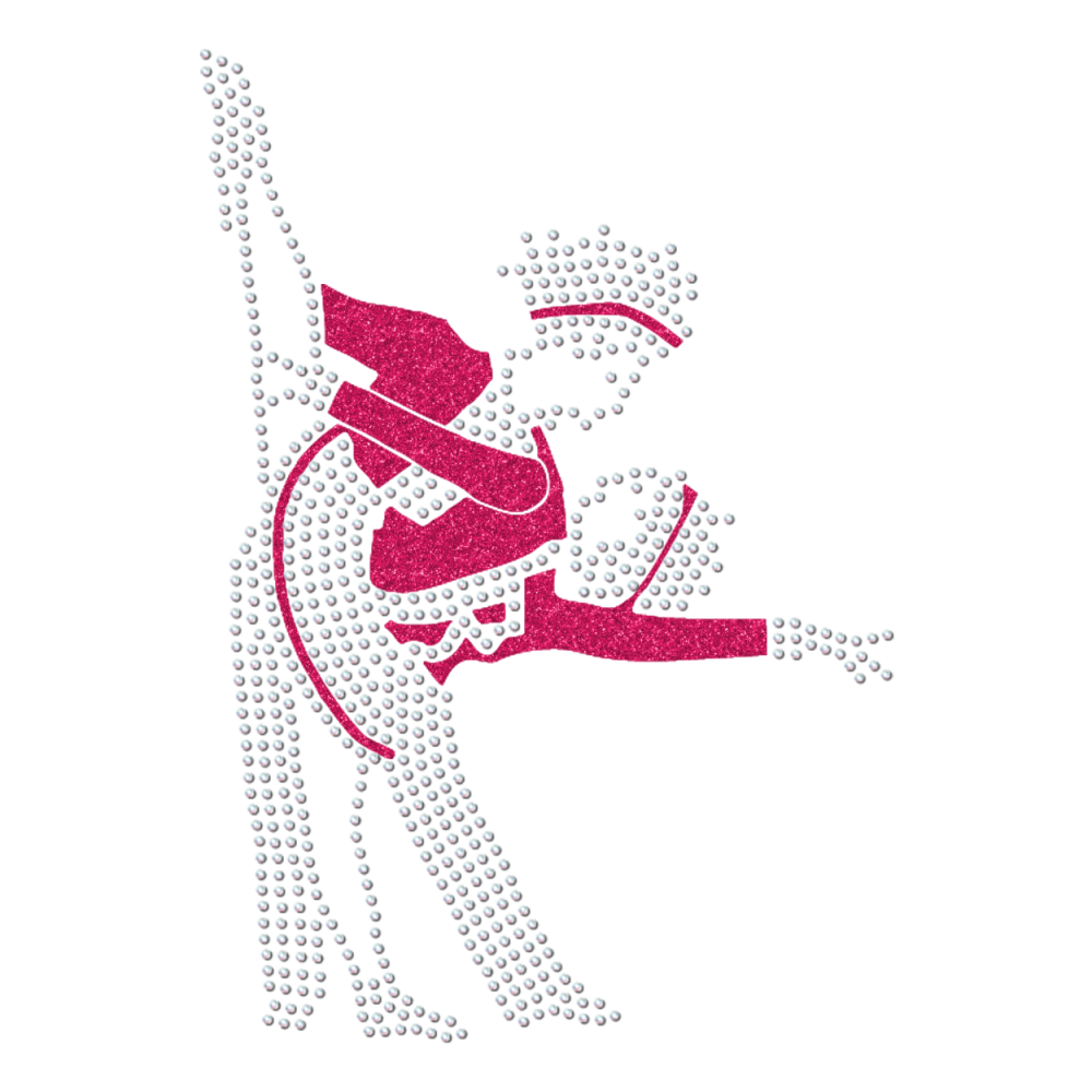 Strass-Motiv Tanzpaar Pose pink