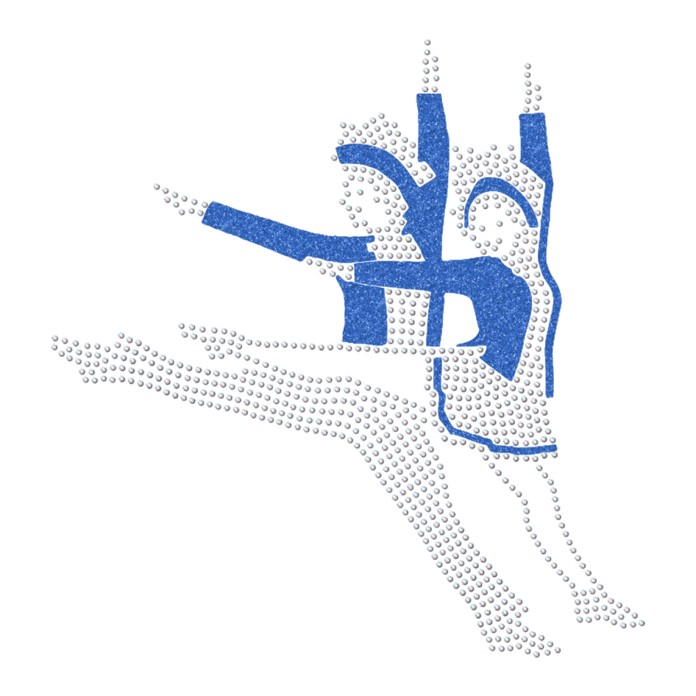 Strass-Motiv Tanzpaar Sprung blau