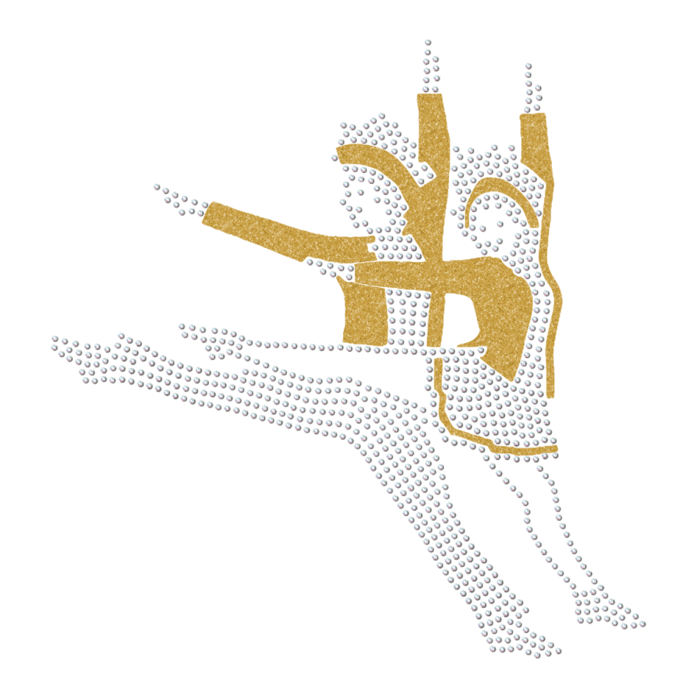 Strass-Motiv Tanzpaar Sprung gold