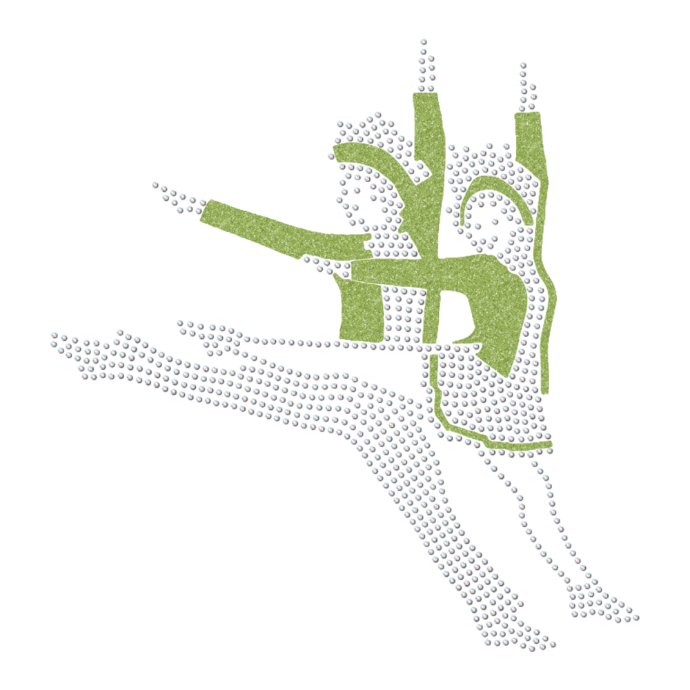 Strass-Motiv Tanzpaar Sprung grün