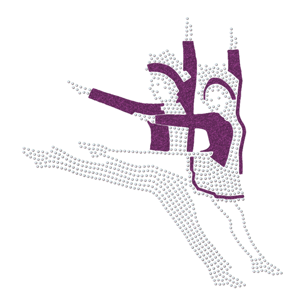 Strass-Motiv Tanzpaar Sprung lila