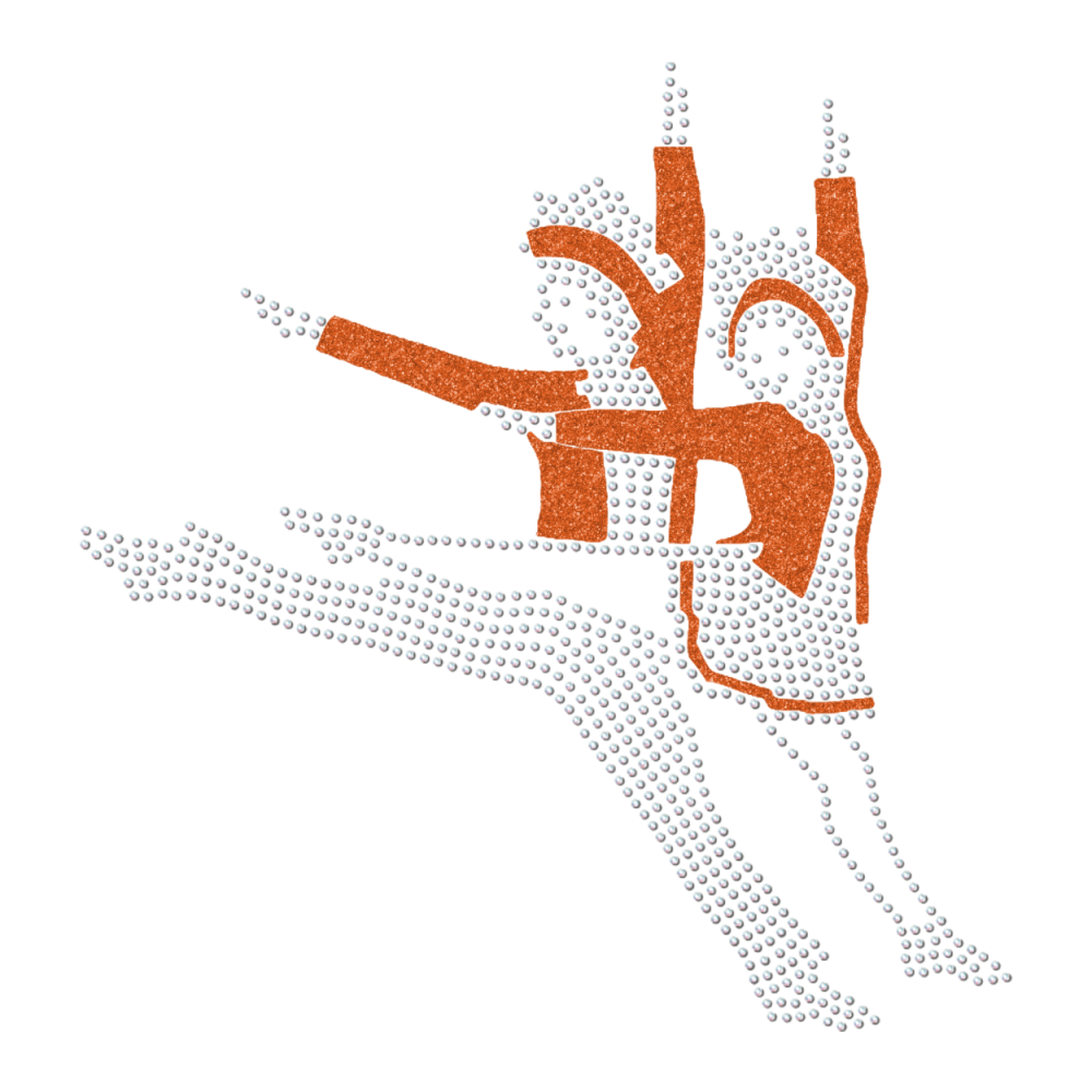 Strass-Motiv Tanzpaar Sprung orange