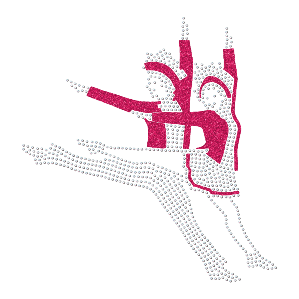 Strass-Motiv Tanzpaar Sprung pink