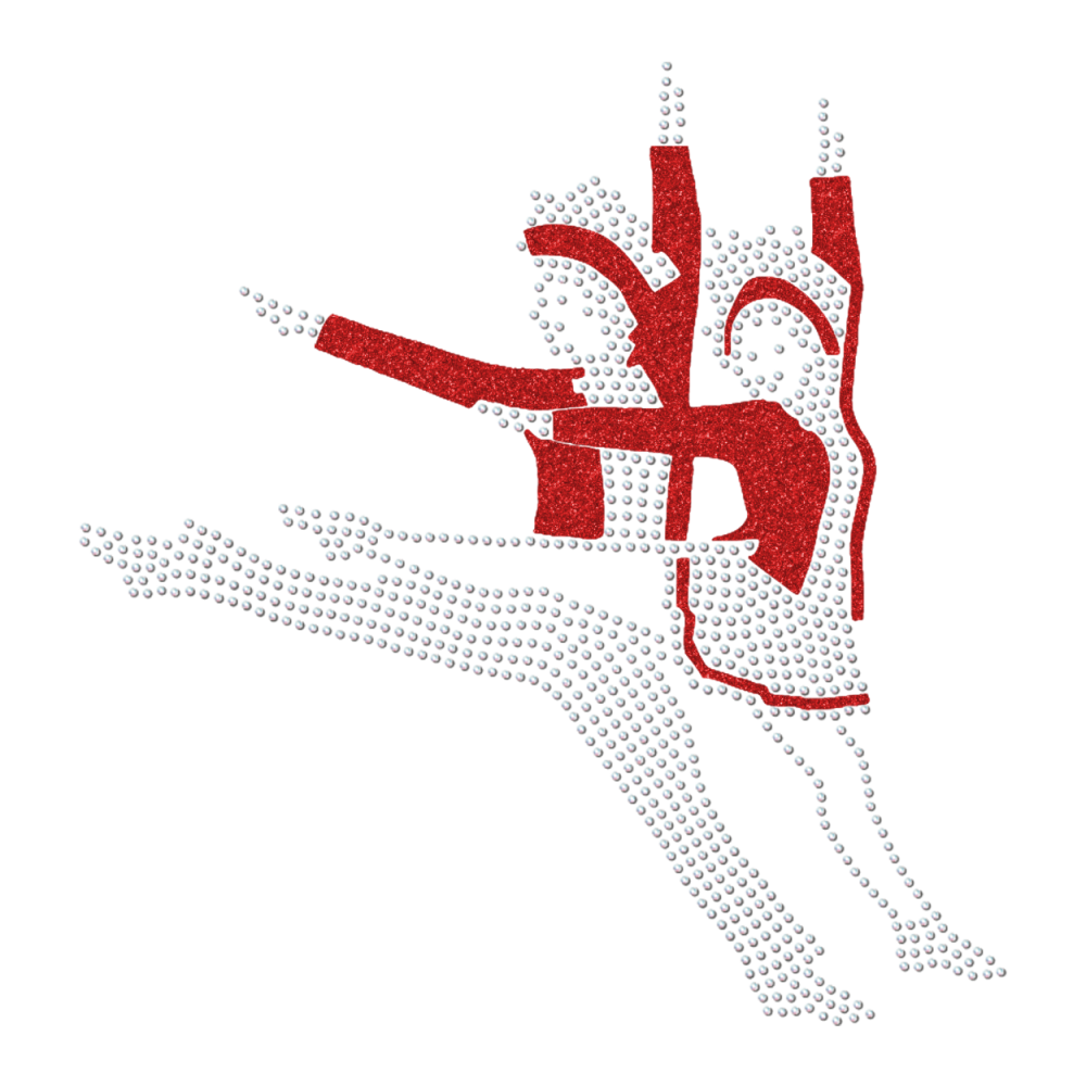 Strass-Motiv Tanzpaar Sprung rot