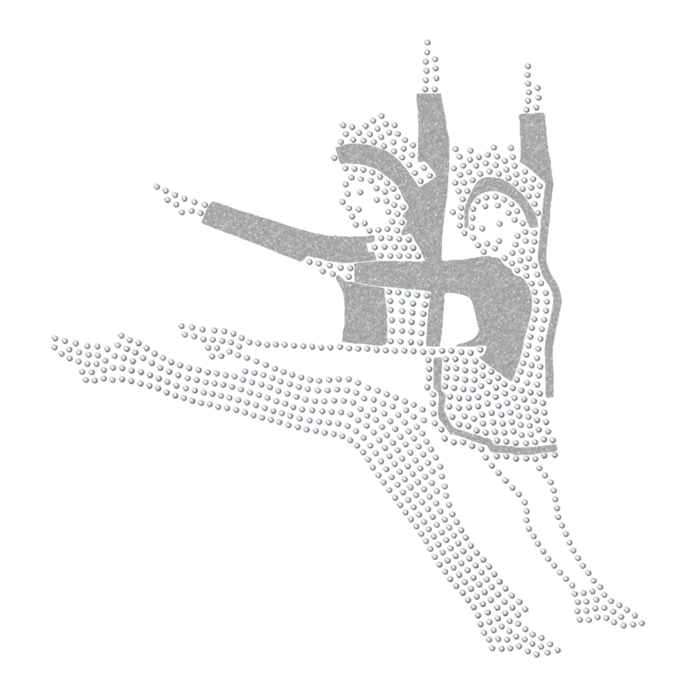 Strass-Motiv Tanzpaar Sprung silber