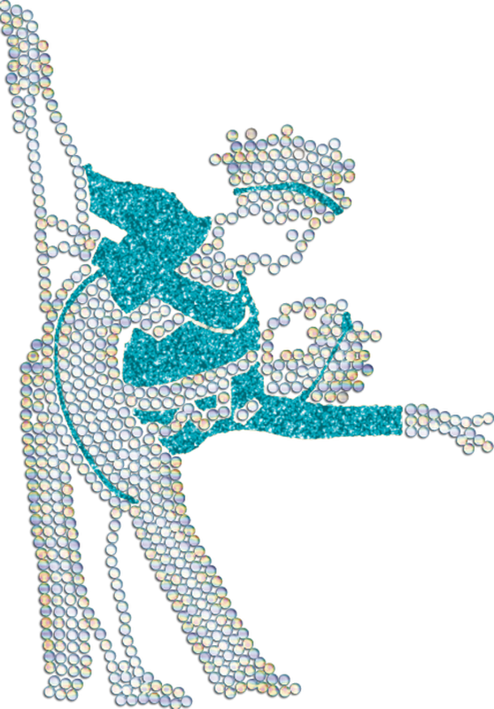 Strass-Motiv Tanzpaar Pose türkis